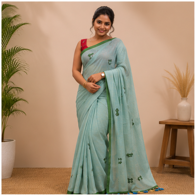 MAL COTTON PRINT SAREE - View 2