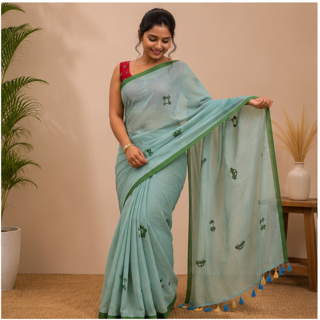 MAL COTTON PRINT SAREE - View 3