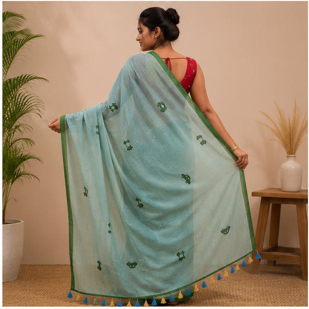 MAL COTTON PRINT SAREE - View 4