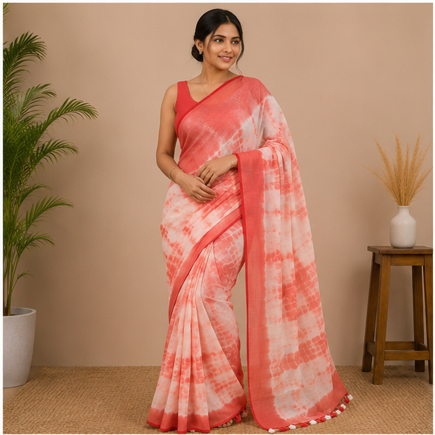 COTTON BANDHNI SAREE - View 3
