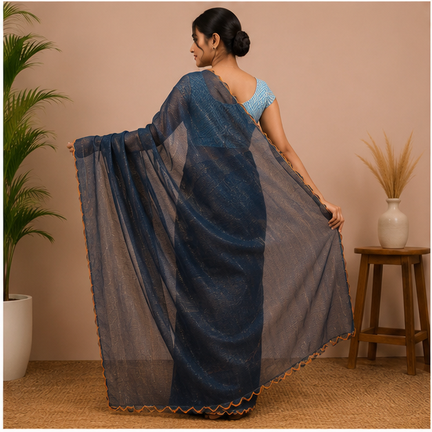 CUTTING ZAREE STRIPE SAREE - View 4