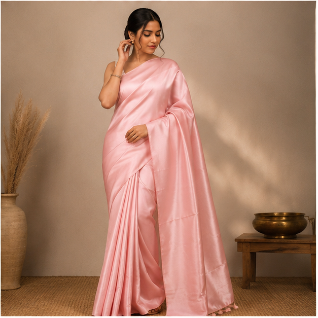 SATIN SAREE WITH WORK BLOUSE - View 3