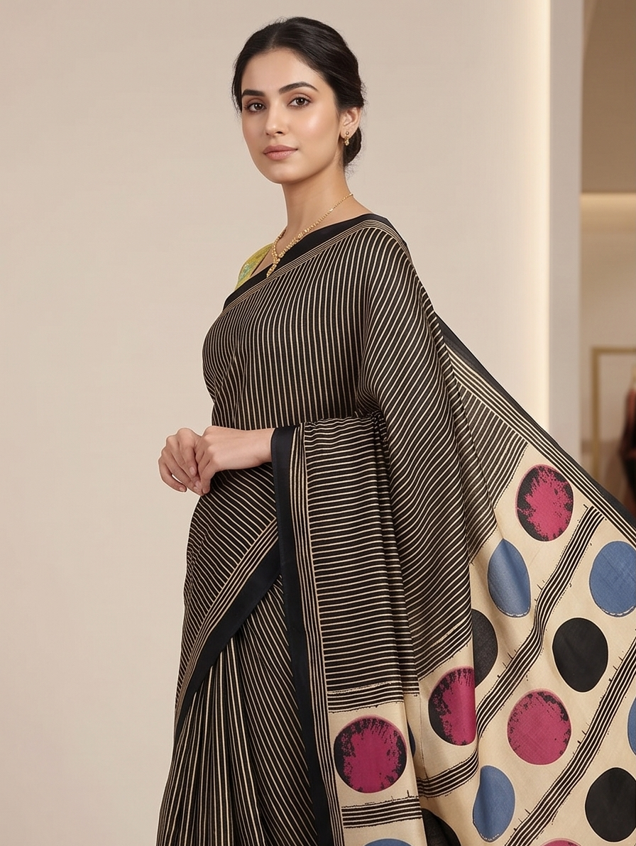 SEMI MODAL AJRAKH PRINTED SAREE - View 2