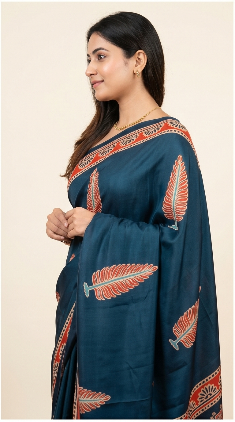 SEMI MODAL AJRAKH PRINTED SAREE - View 2