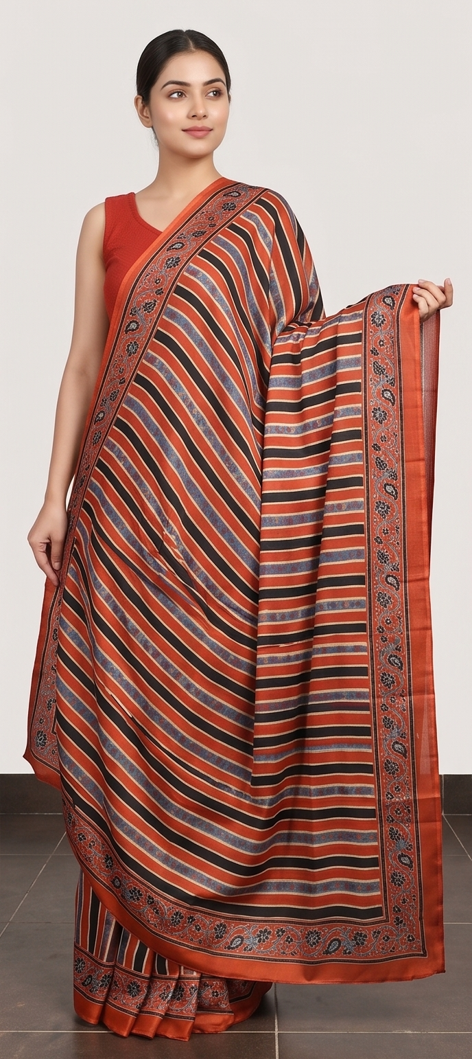 SEMI MODAL AJRAKH PRINTED SAREE - View 2