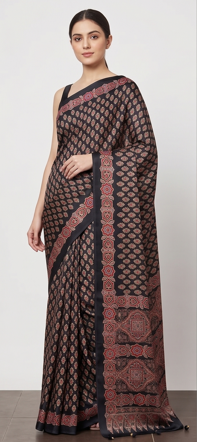 SEMI MODAL AJRAKH PRINTED SAREE - View 2