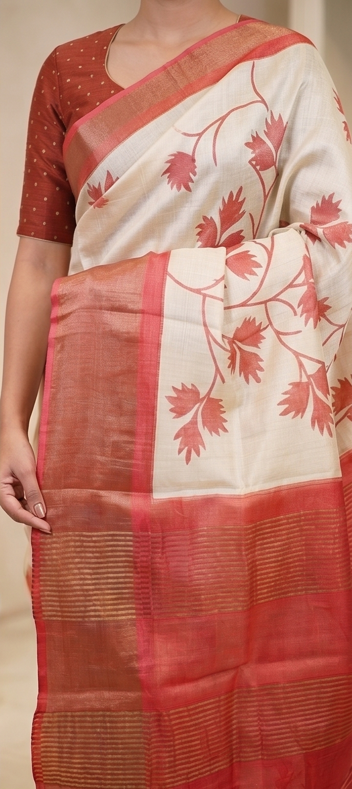 RED-WHITE ZARI TUSSAR