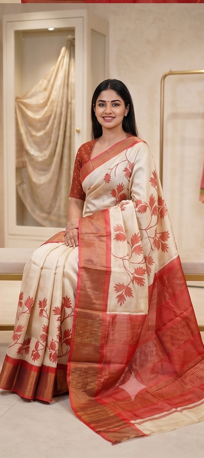 RED-WHITE ZARI TUSSAR - View 3