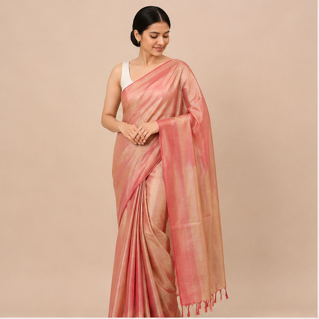 MANGALGIRI PATTU SAREE - Color:DUAL TONE(RED+GOLDEN)