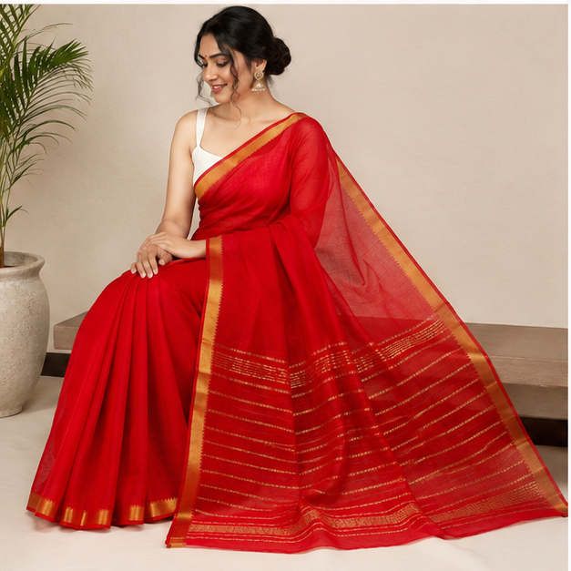 MANGALGIRI PATTU SMALL BORDER SAREE - View 3