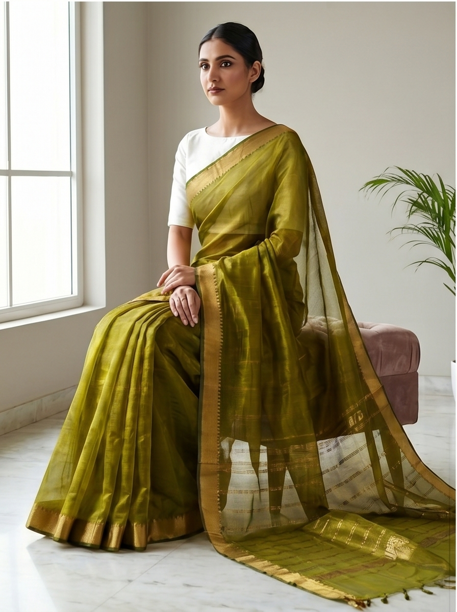 MANGALGIRI PATTU SMALL BORDER SAREE - View 7