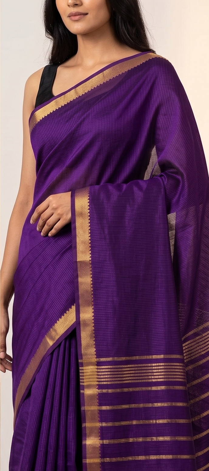 MANGALGIRI PATTU SMALL BORDER SAREE - View 14