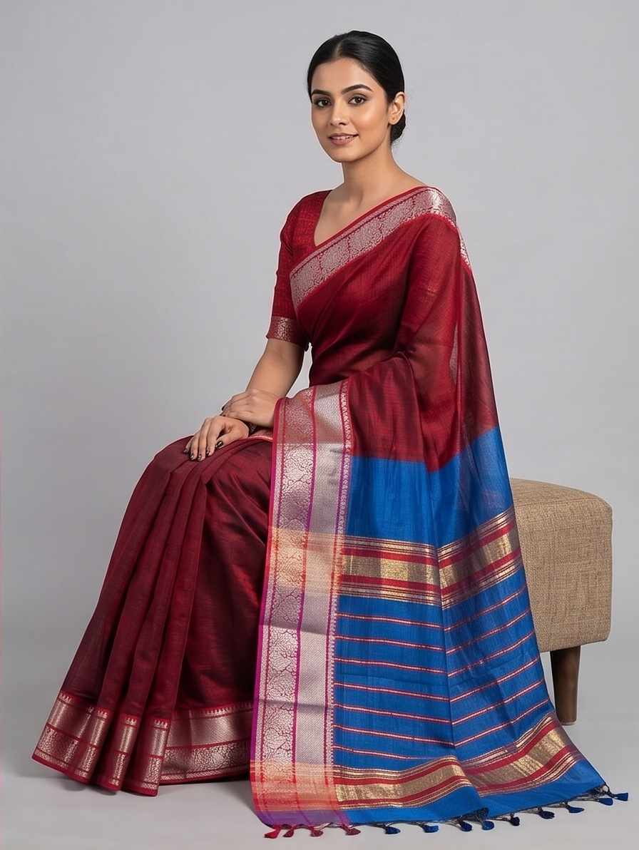 MANGALGIRI KANCHI BORDER SAREE - View 2