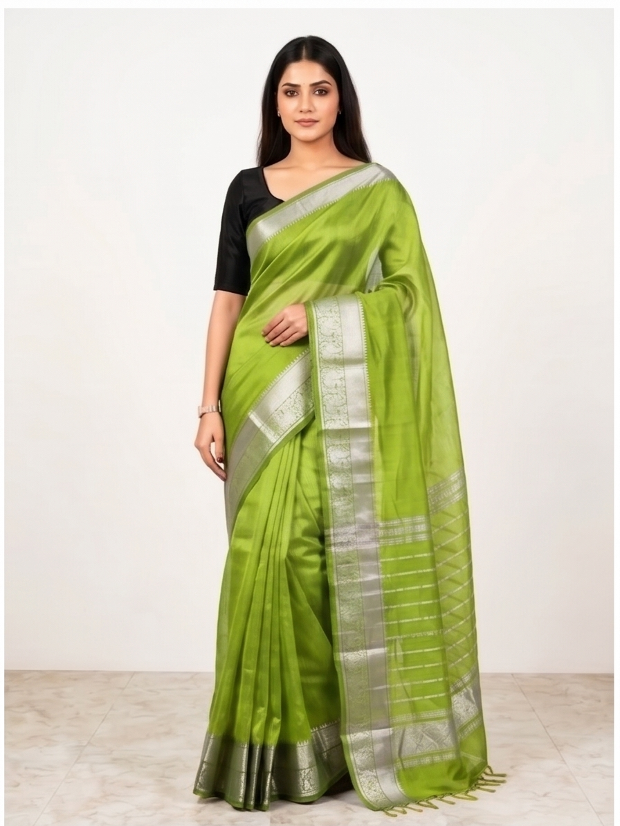 MANGALGIRI KANCHI BORDER SAREE - View 5
