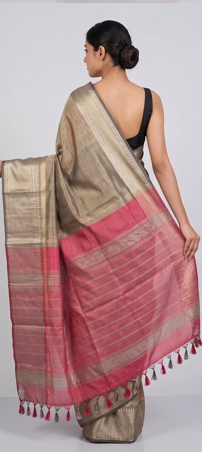 MANGALGIRI KANCHI BORDER SAREE - View 14