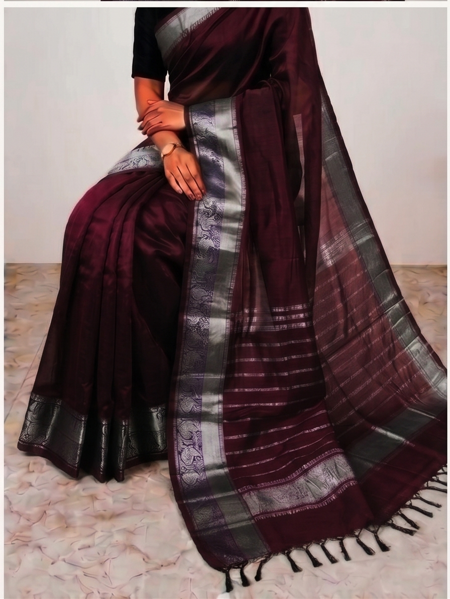 MANGALGIRI KANCHI BORDER SAREE - View 18