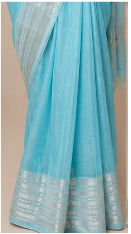 MANGALGIRI KANCHI BORDER SAREE - Color:SKY BLUE