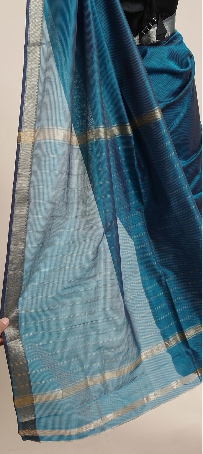 MANGALGIRI SEMI SILK 50K BORDER SAREE - Color:DUAL TONE