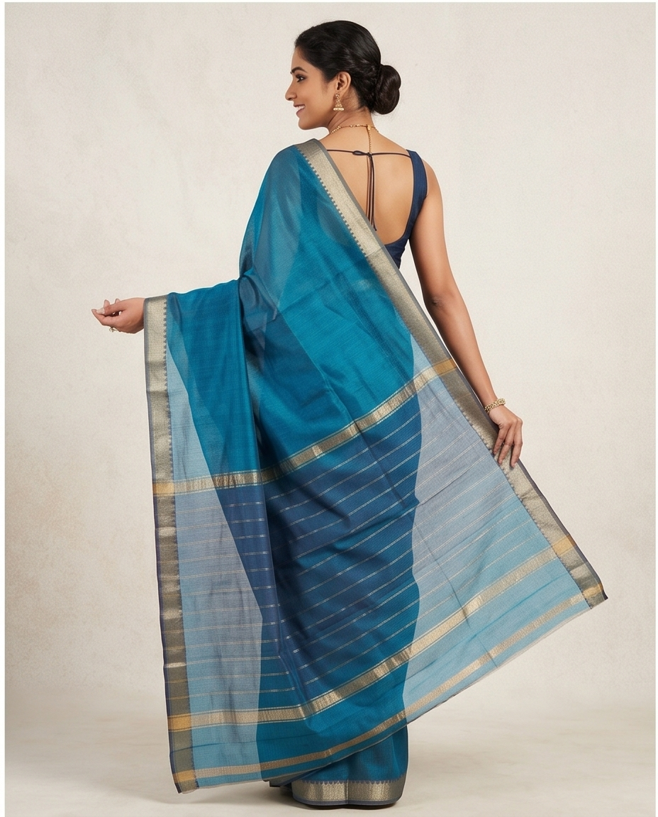 MANGALGIRI SEMI SILK 50K BORDER SAREE - View 10