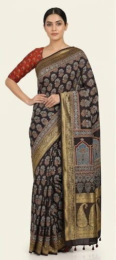 DOLA SILK AJKRAKH NAKSHI SAREE - View 4