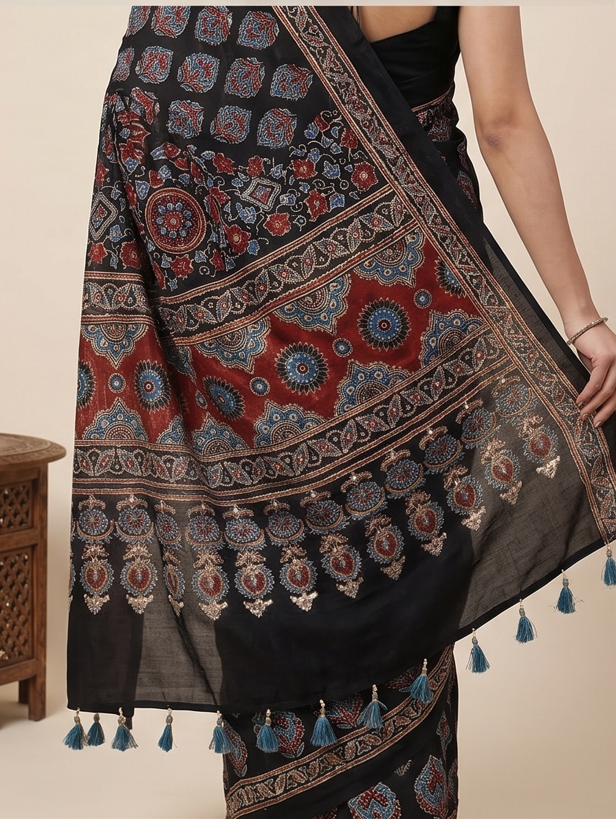 ShreEs Kardana Handwork Modal silk saree