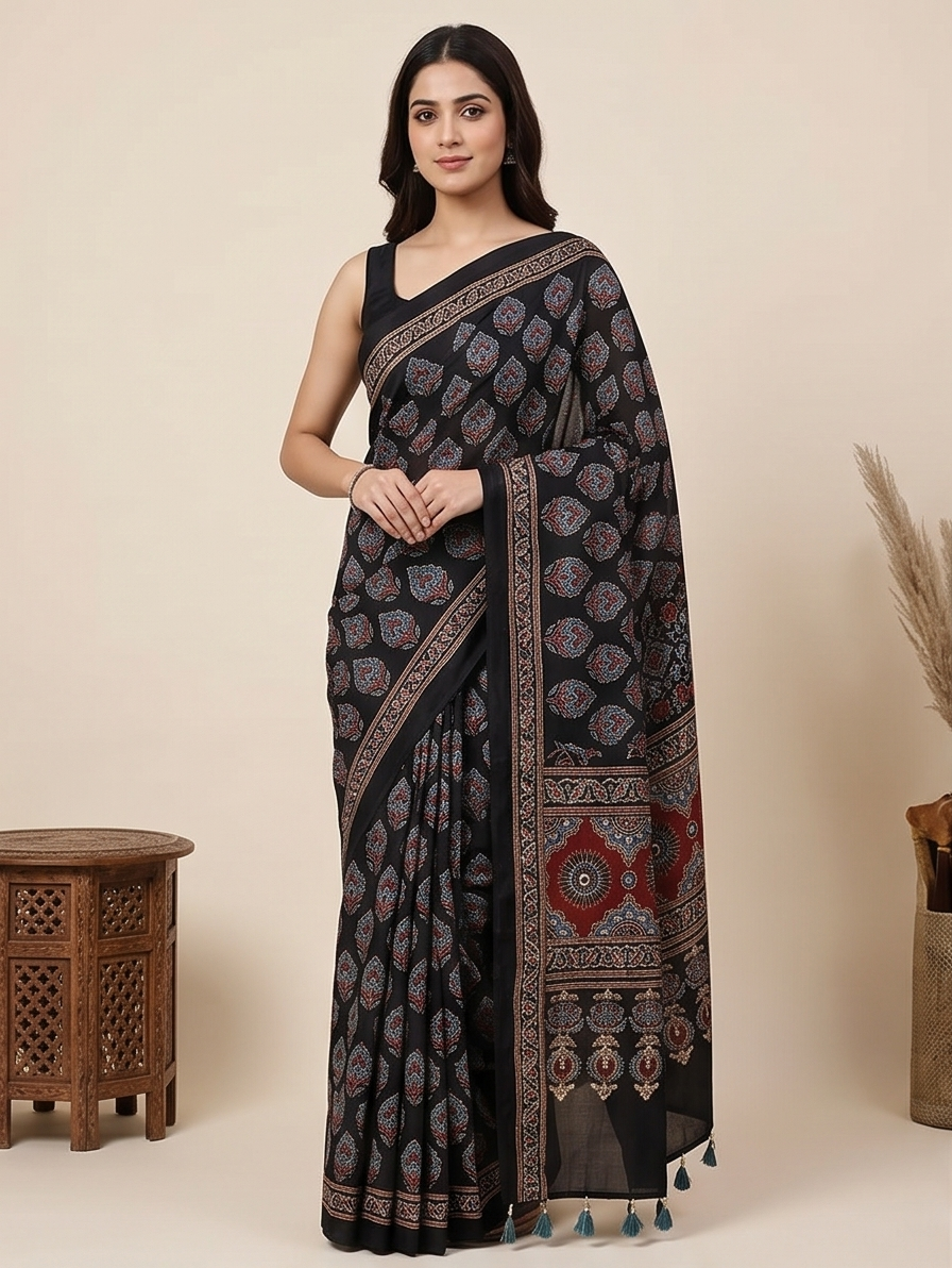ShreEs Kardana Handwork Modal silk saree - View 3