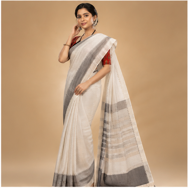 MANGALGIRI SEMI SILK MULTI LAYERED BORDER SAREE - View 7