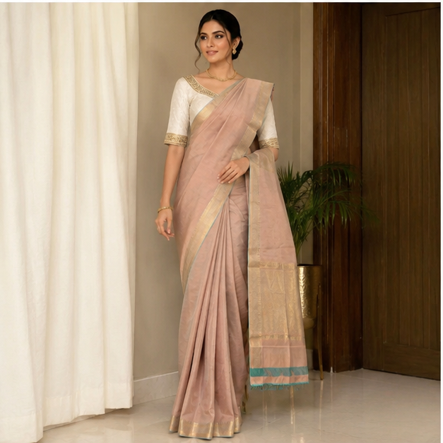 MANGALGIRI / NIZAM BORDER COTTON SAREE - View 18