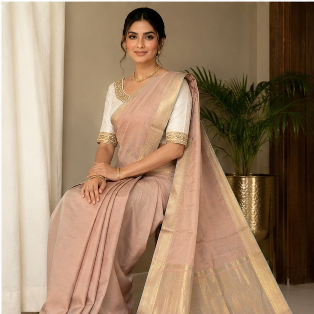 MANGALGIRI / NIZAM BORDER COTTON SAREE - View 19