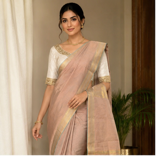 MANGALGIRI / NIZAM BORDER COTTON SAREE - View 20