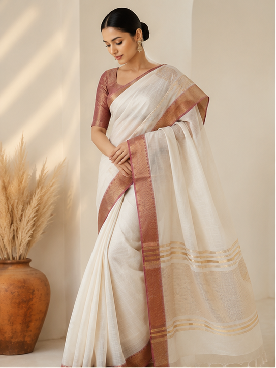 MANGALGIRI / NIZAM BORDER COTTON SAREE - View 22