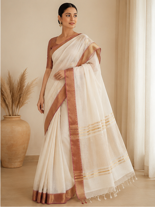 MANGALGIRI / NIZAM BORDER COTTON SAREE - View 23