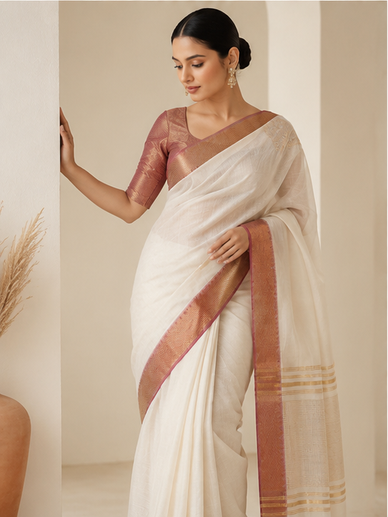 MANGALGIRI / NIZAM BORDER COTTON SAREE - View 24
