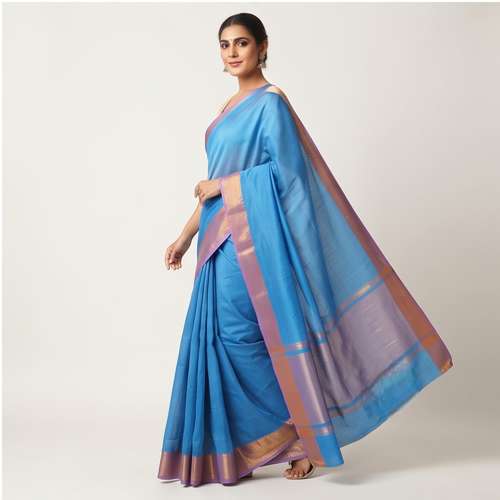 MANGALGIRI / NIZAM BORDER COTTON SAREE - View 27