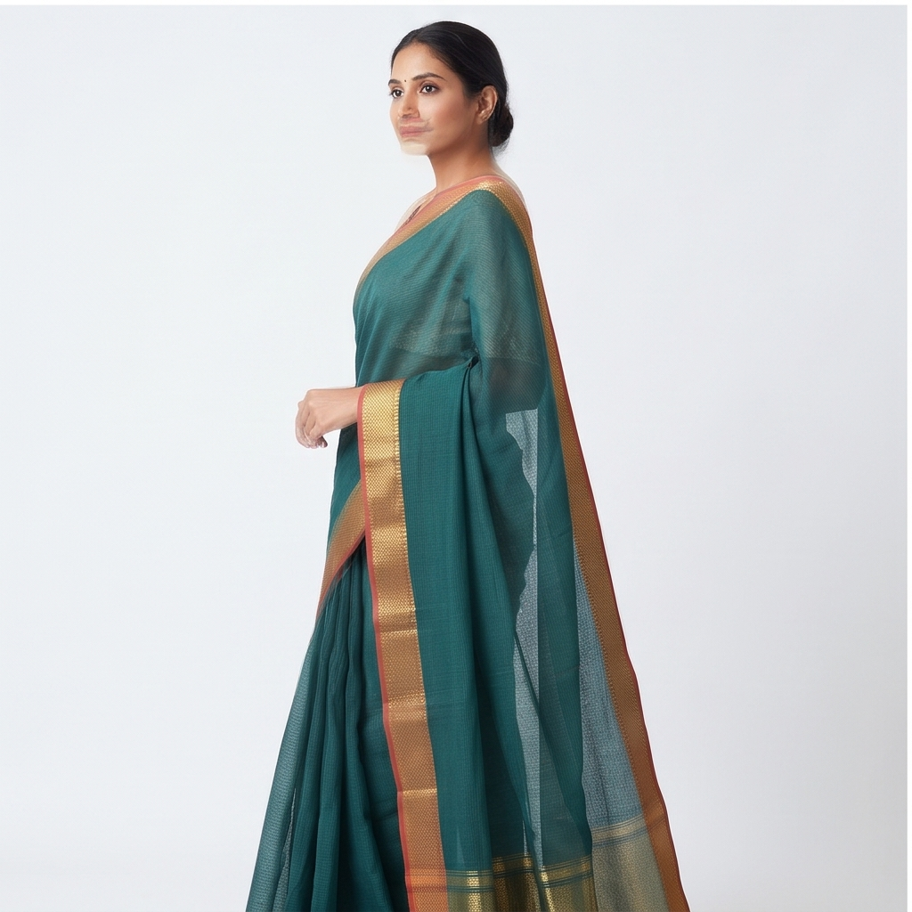 MANGALGIRI / NIZAM BORDER COTTON SAREE - View 30
