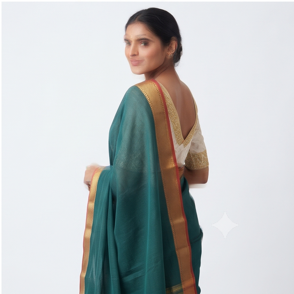 MANGALGIRI / NIZAM BORDER COTTON SAREE - View 31