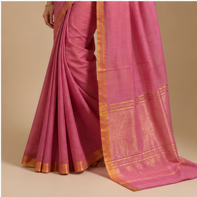 MANGALGIRI / NIZAM BORDER COTTON SAREE - View 34