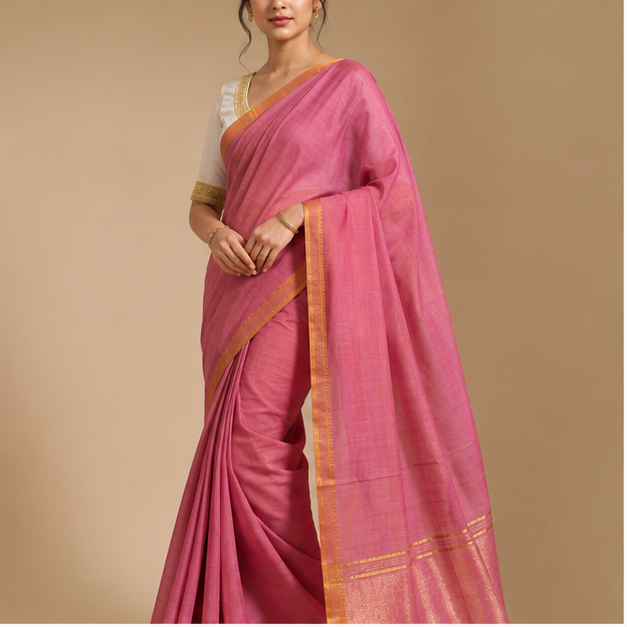 MANGALGIRI / NIZAM BORDER COTTON SAREE - View 35