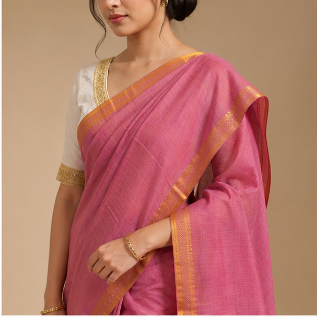 MANGALGIRI / NIZAM BORDER COTTON SAREE - View 36