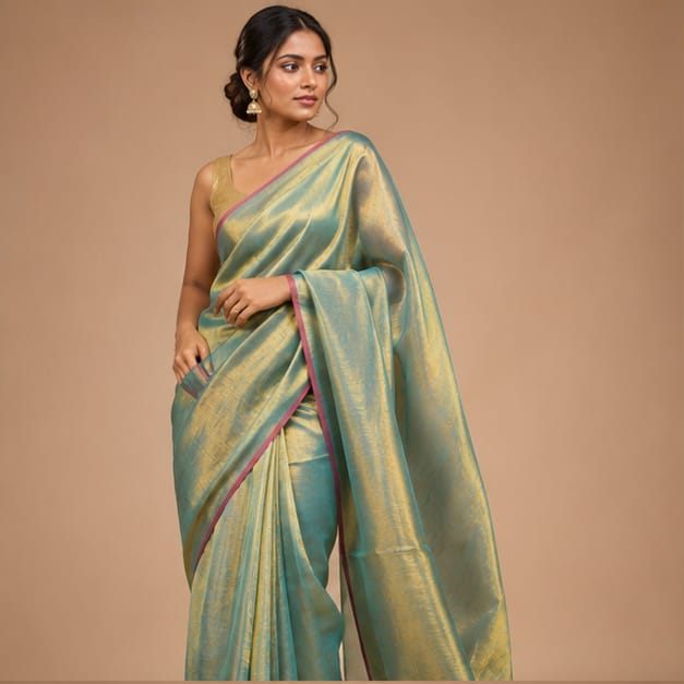 TISSUE COTTON SAREE - View 6