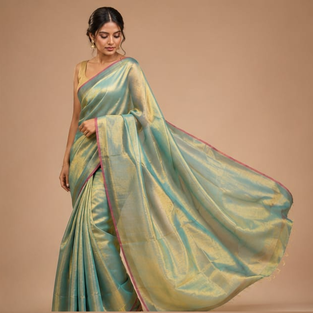 TISSUE COTTON SAREE - View 7