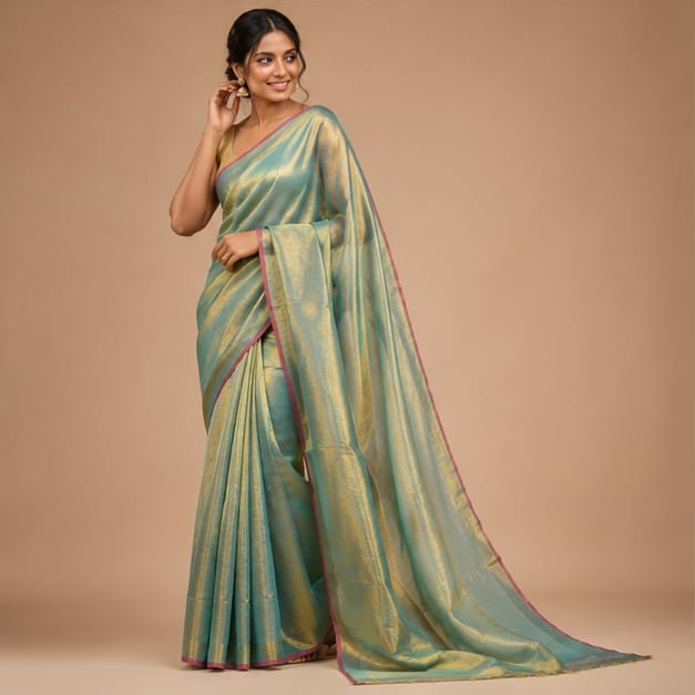 TISSUE COTTON SAREE - View 8