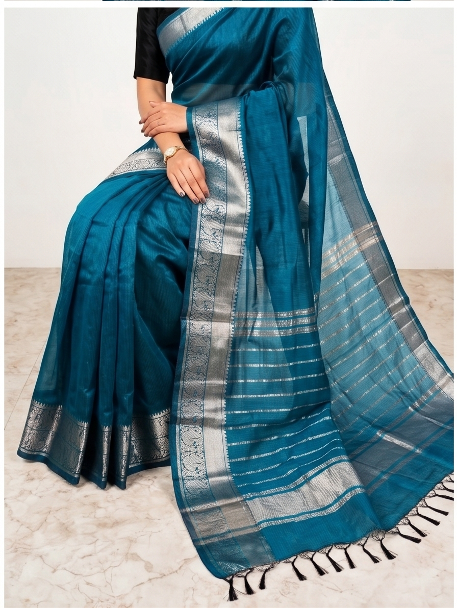 MANGALGIRI KANCHI BORDER SAREE - Color:DUAL TONE