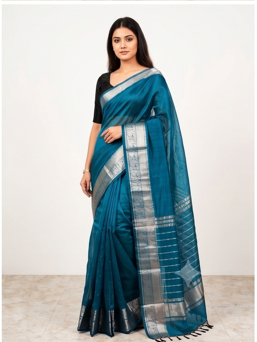 MANGALGIRI KANCHI BORDER SAREE - View 25
