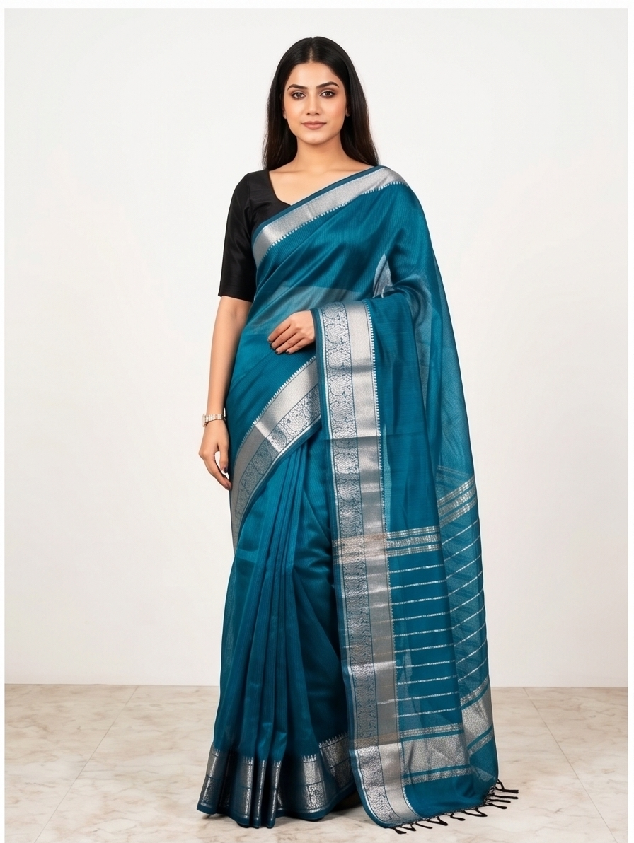 MANGALGIRI KANCHI BORDER SAREE - View 27