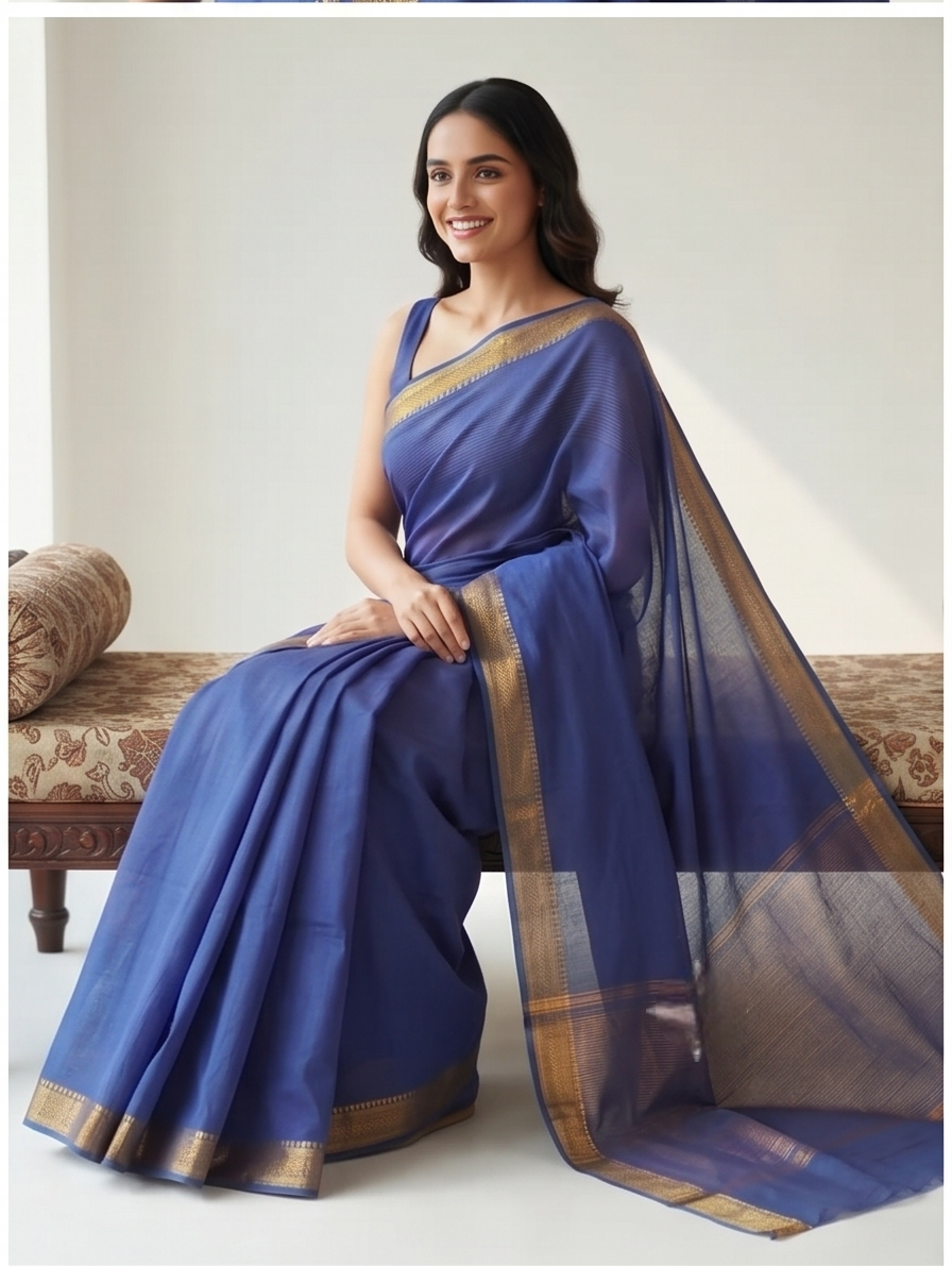 MANGALGIRI / NIZAM BORDER COTTON SAREE - View 41