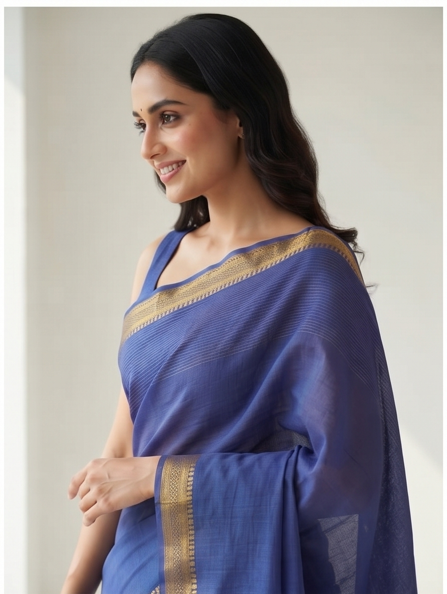 MANGALGIRI / NIZAM BORDER COTTON SAREE - View 42