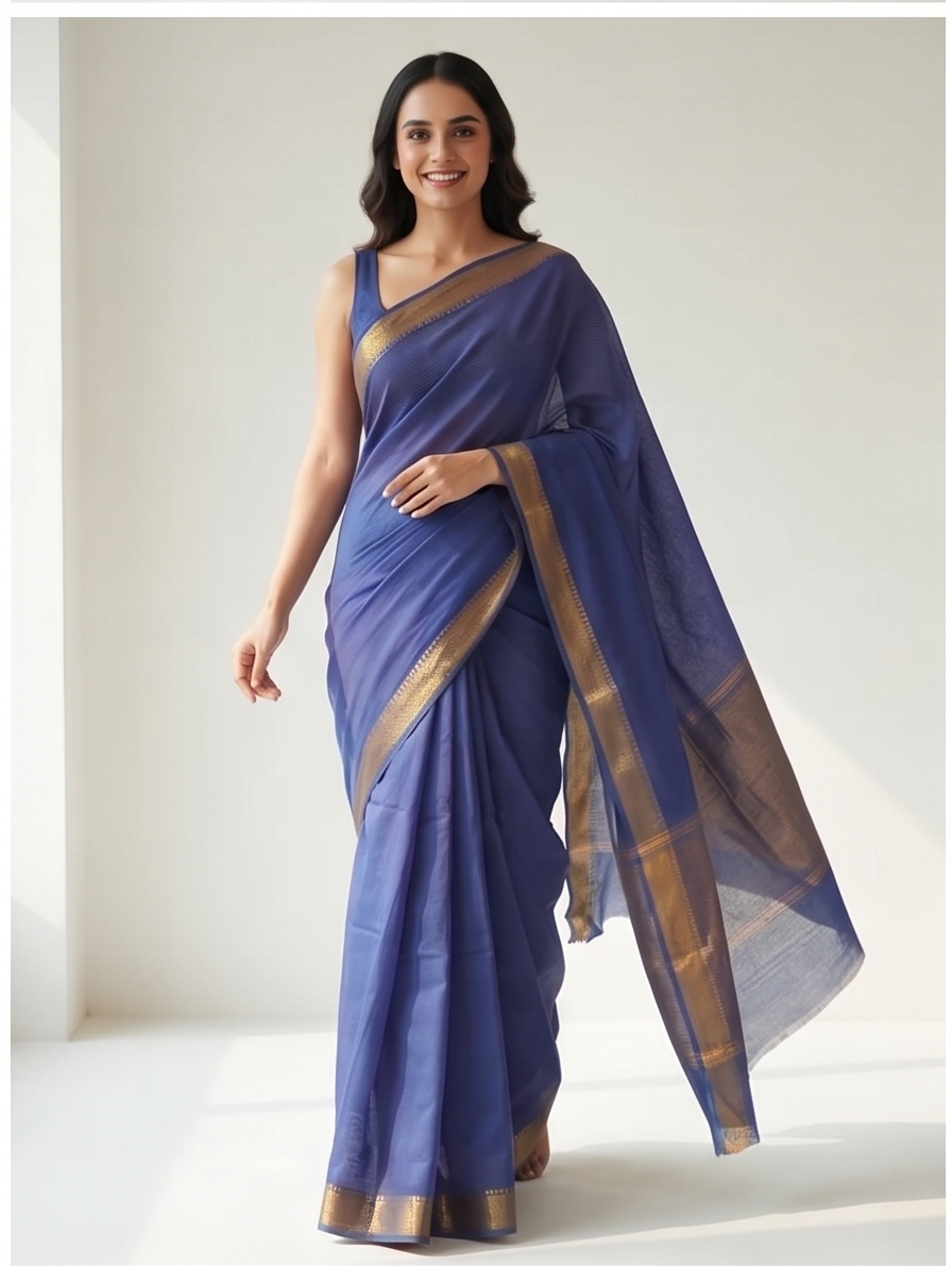 MANGALGIRI / NIZAM BORDER COTTON SAREE - View 43