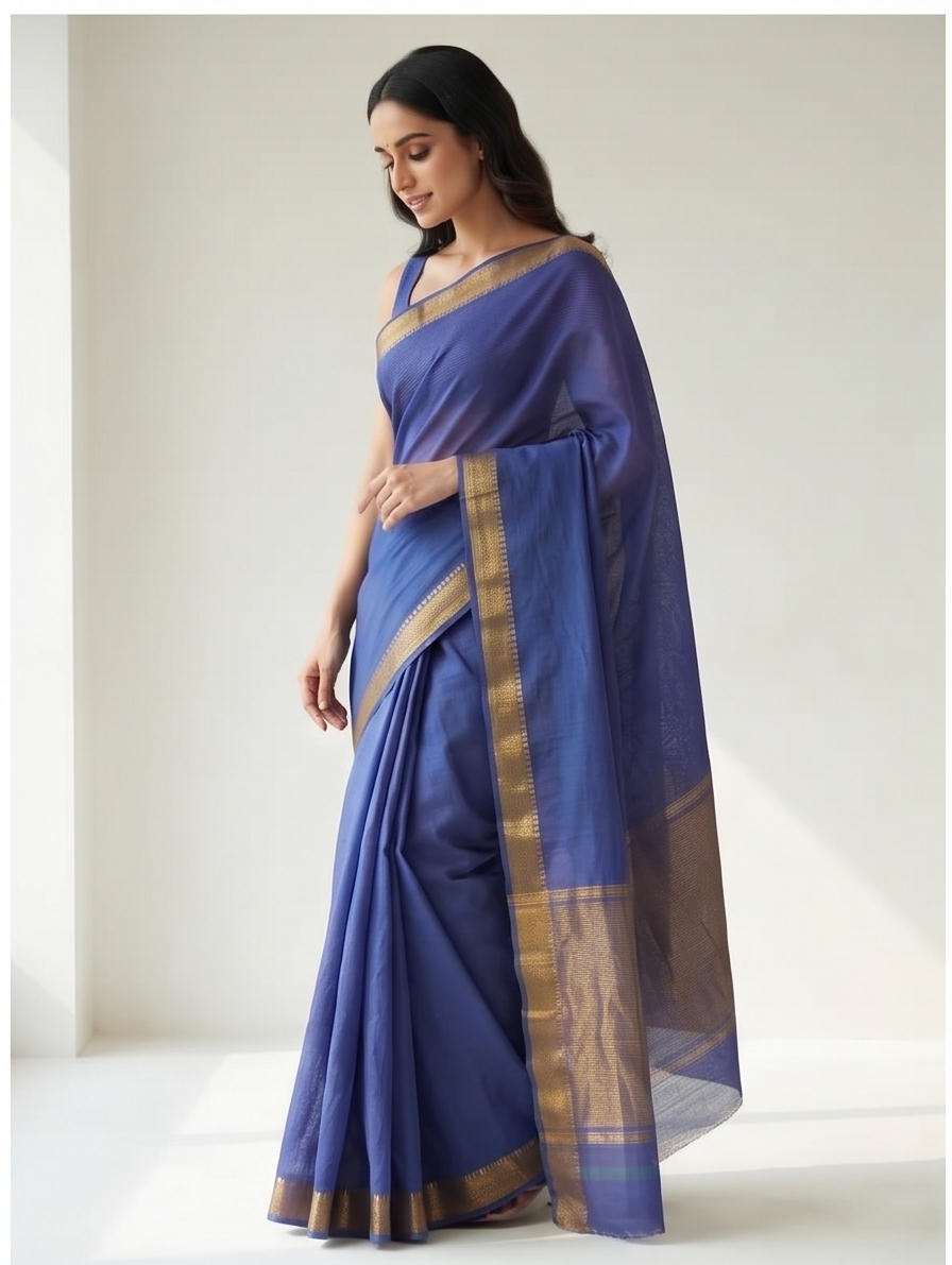 MANGALGIRI / NIZAM BORDER COTTON SAREE - View 44