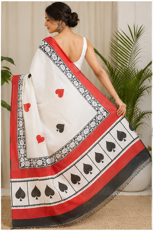 TEEN PATTI BLOCK PRINT SAREE - View 2